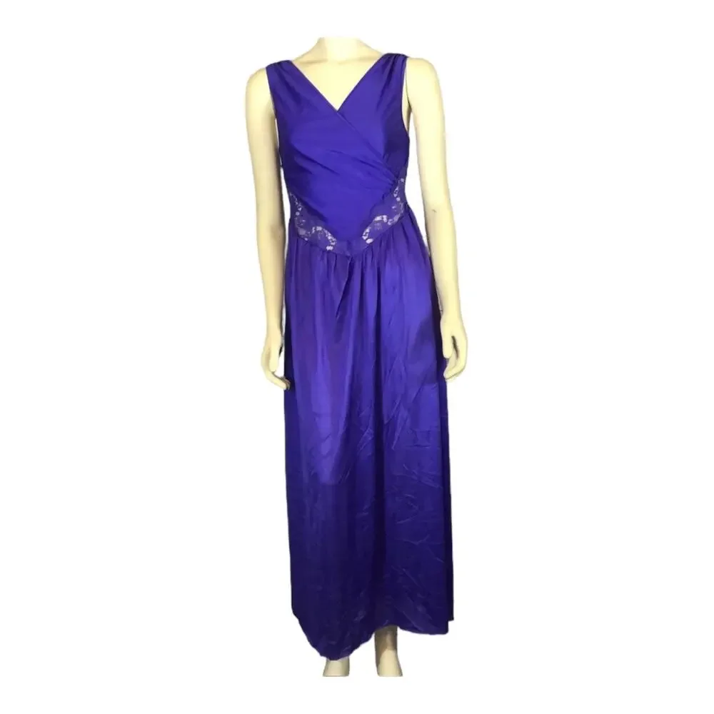 Vintage Undercover Wear Purple Lacy Nightgown Slip Dress USA made size small